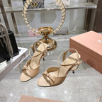 Miu Sandal With Buckle Beige Patent Leather 751324