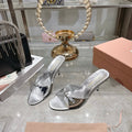 Miu Mules With Buckle Sliver Patent Leather 751335