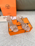 HM Heden sandal 85mm Pink Beige With Rhinestones Suede 963267