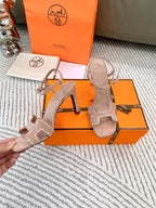 HM Heden sandal 85mm Pink Beige With Rhinestones Suede 963267