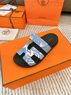 HM Chypre Sandal Cloud Blue With White Pattern Cowhide 963201