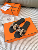 HM Oran Sandal Beige With Black Pattern Calfskin  963189