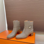 HM Frenchie 50 Ankle Boot Taupe Gray Cowhide 464341