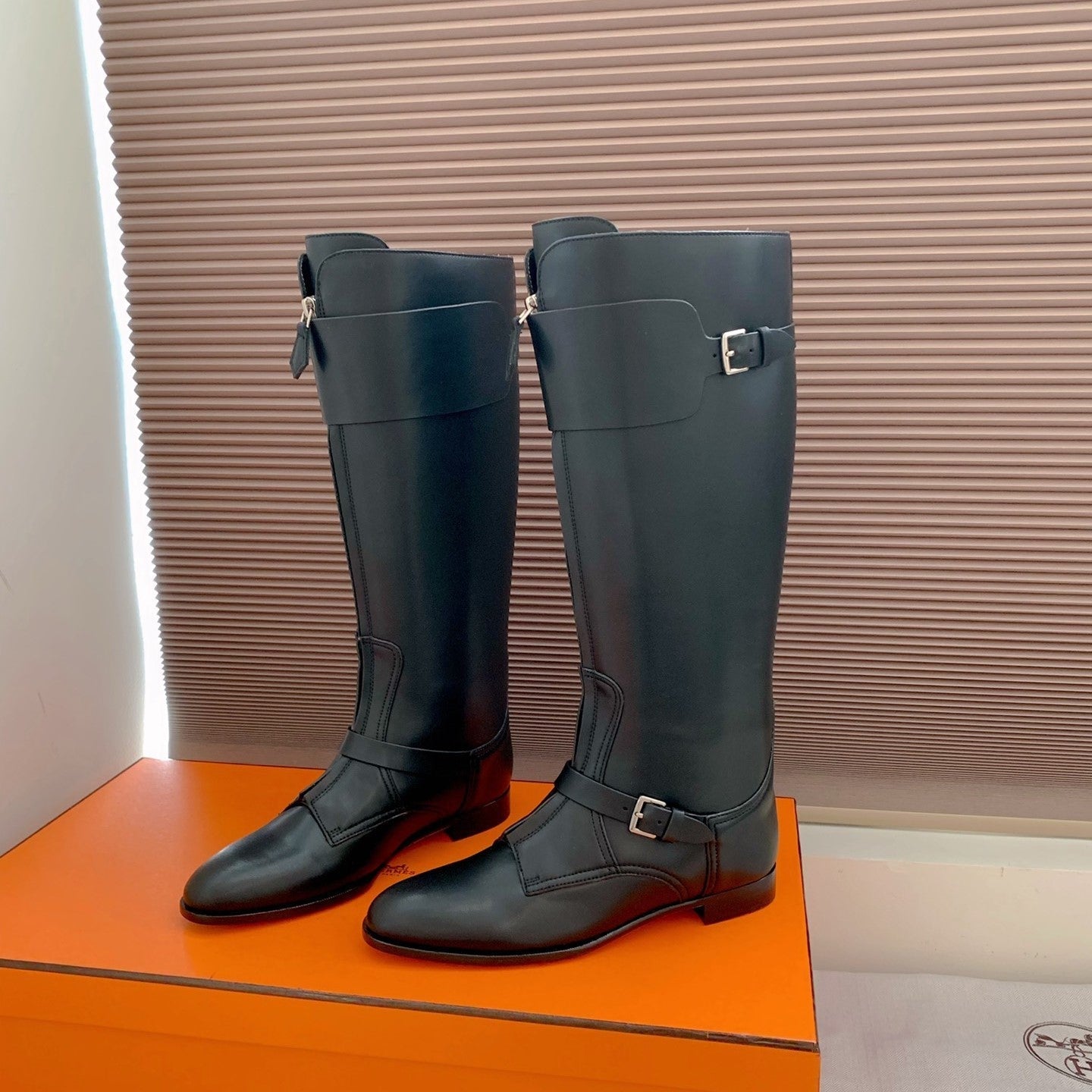 HM Riding Boots Black Cowhide 464356
