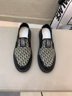 CD B23 SLIP ON BLACK CALFSKIN AND BEIGE FABRIC