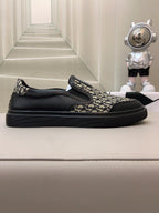 CD B23 SLIP ON BLACK CALFSKIN AND BEIGE FABRIC