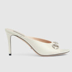 GG  Women's Horsebit mid-heel slide sandal in White