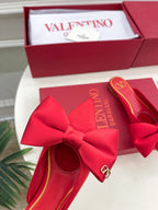 VLogo Bow Mules Women Silk Red