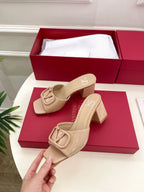 Vlogo 60 Patent Sandal Beige Leather