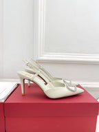 Vlogo Signature Diamond Slingback Pump White Calfskin