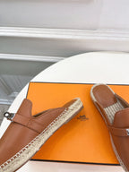 HM Feria Espadrille 20mm Brown Calfskin And Handwoven Hemp Rope 967990