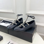 CC Mary Jane 10mm In Black With Small Pearls Lambskin 948756