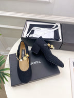 CC High Mary Janes 55mm Black Wool Tweed And Fabric 948815