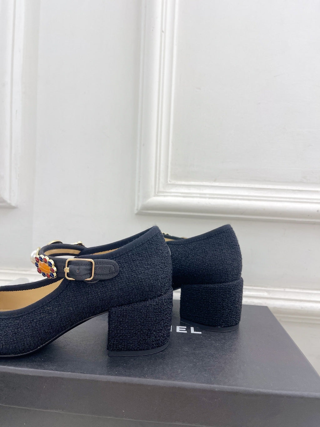 CC High Mary Janes 55mm Black Wool Tweed And Fabric 948815