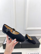 CC Ballet Flats 10mm Black Wool Tweed And Fabric 948826