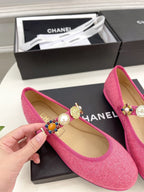 CC Ballet Flats 10mm Dark Pink Wool Tweed And Fabric 948828