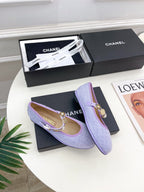 CC Ballet Flats 10mm Light Violet Wool Tweed And Fabric 948830