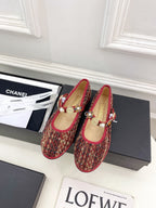 CC Ballet Flats 10mm Colorful Wool Tweed And Fabric 948832
