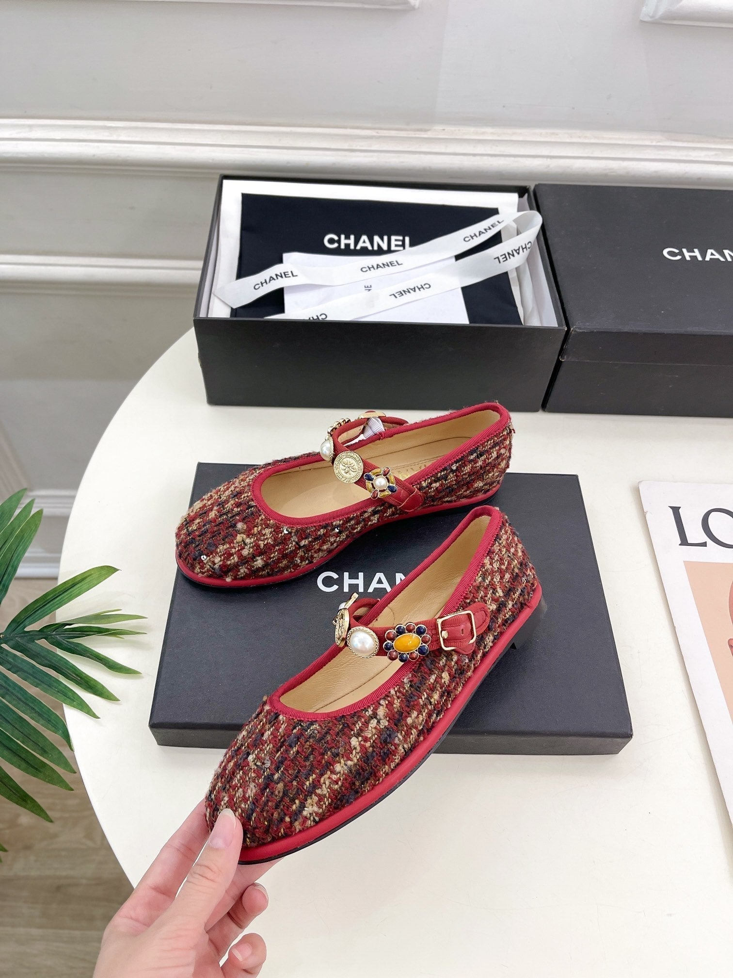 CC Ballet Flats 10mm Colorful Wool Tweed And Fabric 948832