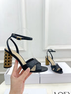 CD Icon Heeled Sandal 80mm Black Calfskin