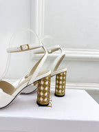 CD Icon Heeled Sandal 80mm White Calfskin