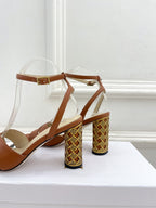 CD Icon Heeled Sandal 80mm Brown Calfskin
