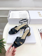 CD Icon Heeled Sandal 40mm Black Calfskin