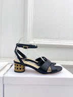 CD Icon Heeled Sandal 40mm Black Calfskin