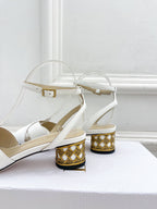 CD Icon Heeled Sandal 40mm White Calfskin