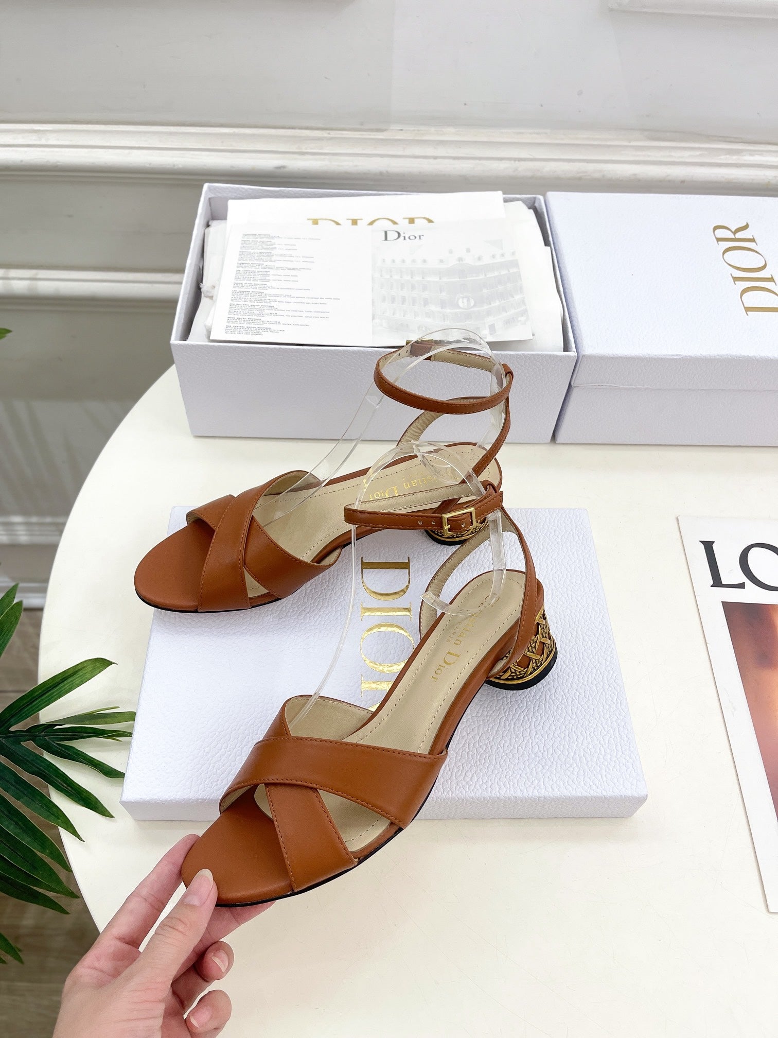 CD Icon Heeled Sandal 40mm Brown Calfskin