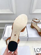 CD Icon Heeled Sandal 40mm Brown Calfskin
