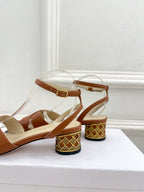 CD Icon Heeled Sandal 40mm Brown Calfskin