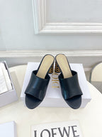 CD Icon Heeled Slide 80mm Black Calfskin