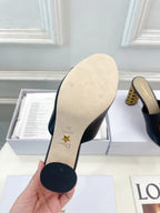 CD Icon Heeled Slide 80mm Black Calfskin