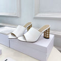 CD Icon Heeled Slide 80mm White Calfskin