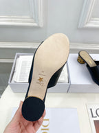 CD Icon Heeled Slide 40mm Black Calfskin