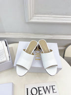CD Icon Heeled Slide 40mm White Calfskin
