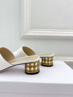 CD Icon Heeled Slide 40mm White Calfskin