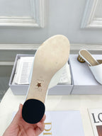 CD Icon Heeled Slide 40mm White Calfskin