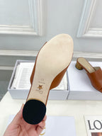 CD Icon Heeled Slide 40mm Brown Calfskin