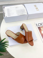 CD Icon Heeled Slide 40mm Brown Calfskin