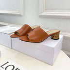 CD Icon Heeled Slide 40mm Brown Calfskin
