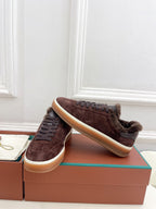LP Tennis Walk Sneaker In Earth Brown Suede Lined With Wool Fleece 988266