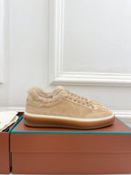 LP Tennis Walk Sneaker In Light Brown Suede Lined With Wool Fleece 988272