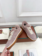 LP Tennis Walk Sneaker In Taro Purple Suede Lined With Wool Fleece 988270