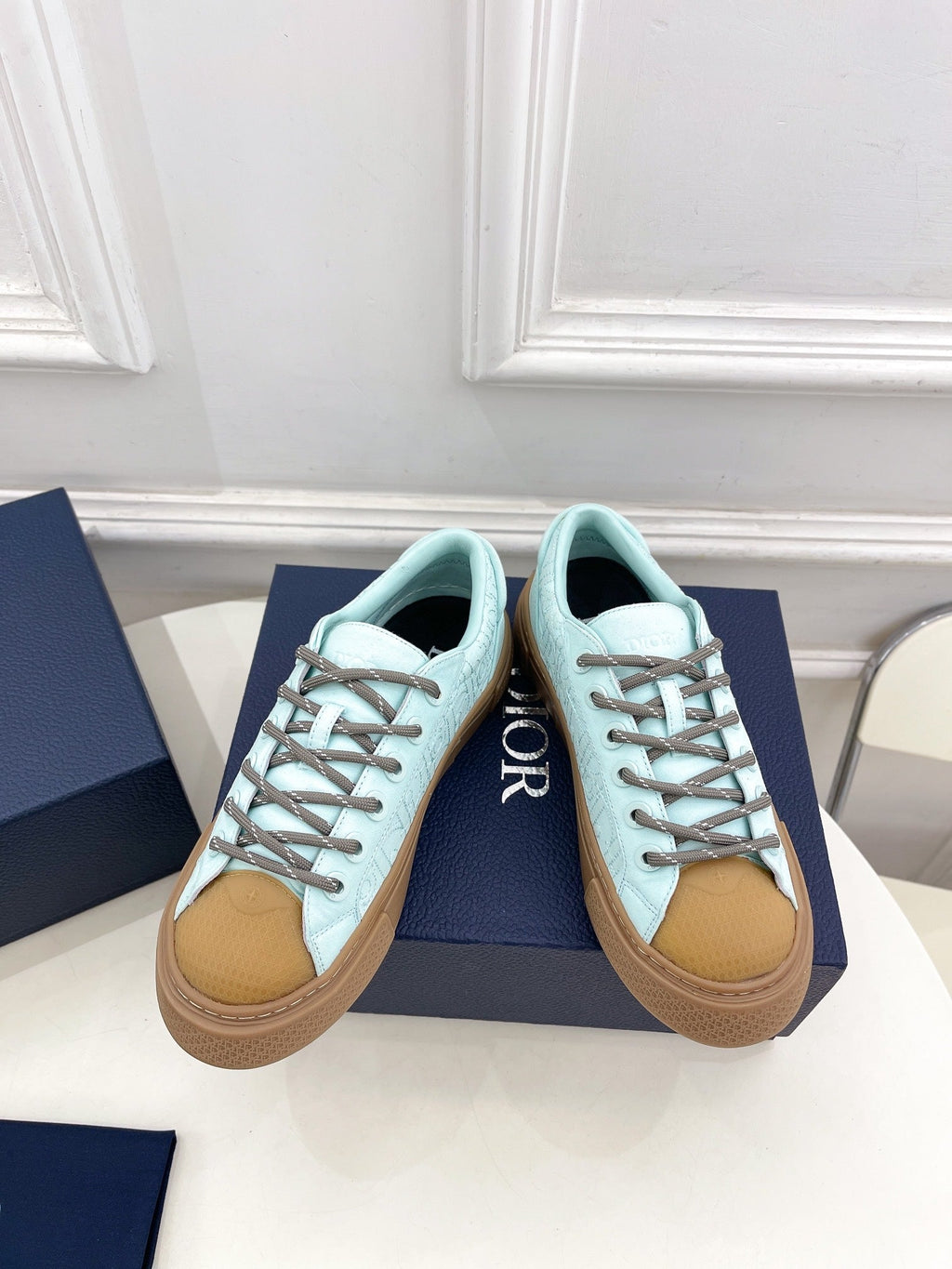CD B33 Sneaker 30mm In Light Turquoise Monogram Denim Fabric 988197