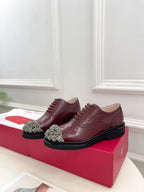 Viv 25 Baroque Rhinestone Derby Loafer Brown Cowhide Leather 253582