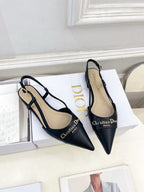 CD 25 Slingback Flat Black Calfskin 307441