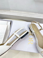 CD 25 Slingback Flat White Calfskin 307442