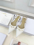 CD 25 Slingback Flat White Calfskin 307442